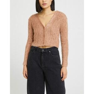Jonathan Simkhai‎ maya fuzzy knit peach cropped sweater size XS vacation